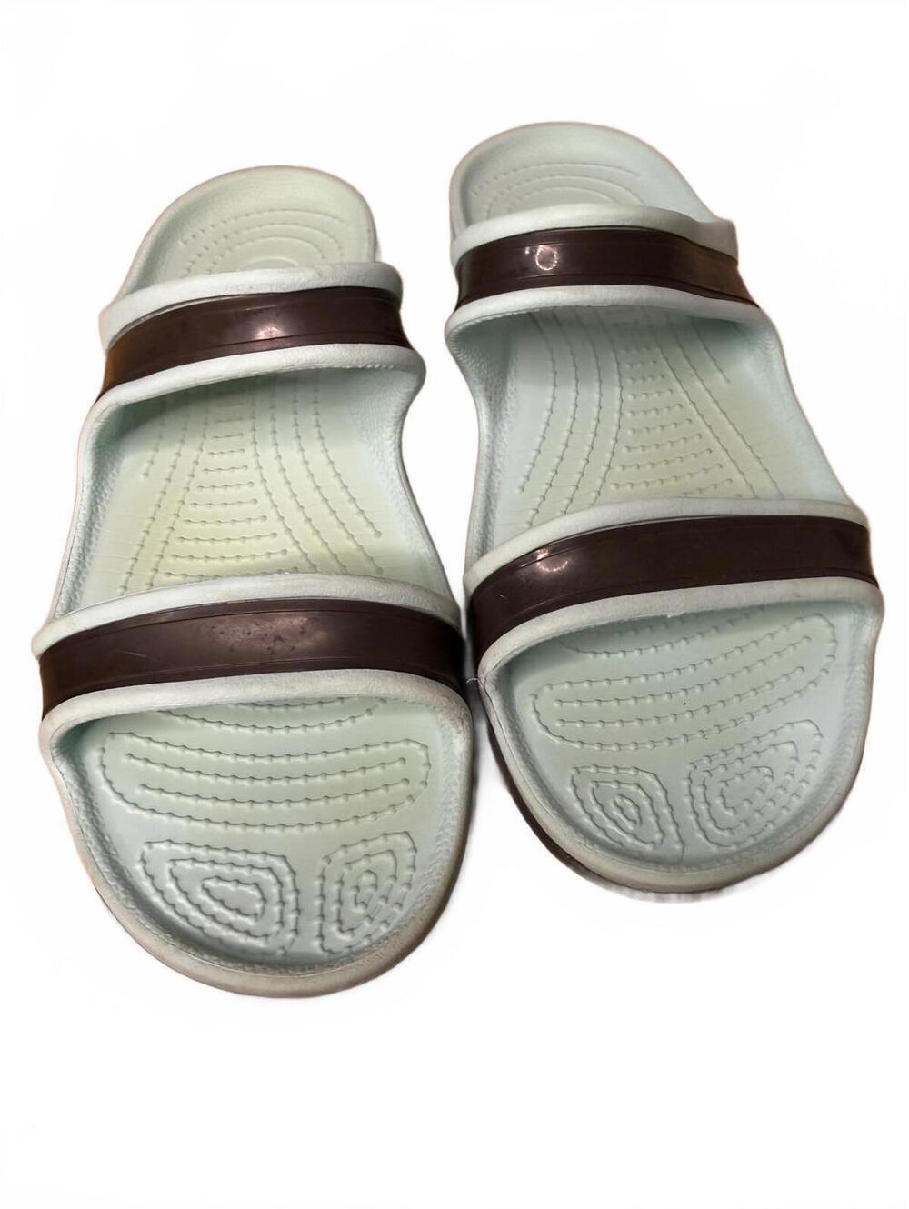 Crocs Swiftwater Sandals Size 8 Gray Blue Slip On Slide Pool Beach Resort - Picture 2 of 6